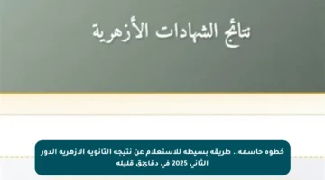 خطوة حاسمة.. طريقة بسيطة للاستعلام عن نتيجة الثانوية الأزهرية الدور الثاني 2025 في دقائق قليلة